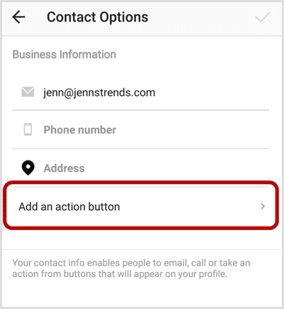 adicionar um botão de ação no Instagram