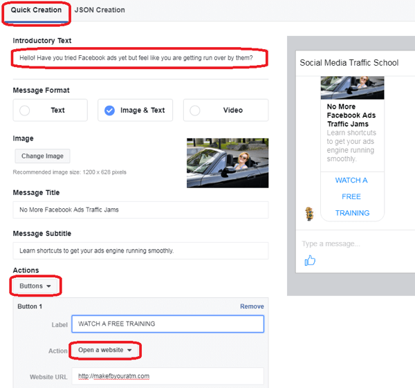 Mensagem Patrocinada Facebook 3