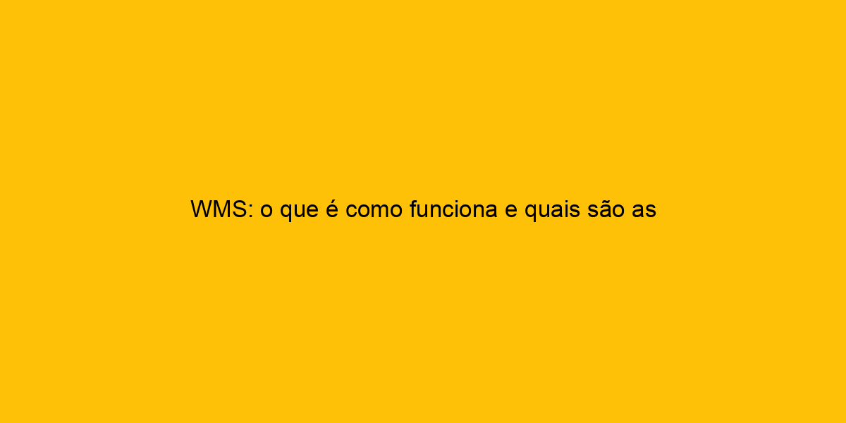 Wms O Que é Como Funciona E Quais São As Vantagens 0867